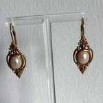 Gold Tone Victorian Style Earrings With Pearls Gold Photo 7