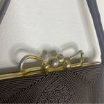 Vintage Dark Brown Gold Clasp Clutch Evening Bag Purse Small Photo 10