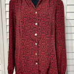 Worthington Vintage 90s  Red Black Abstract Button Blouse Photo 0
