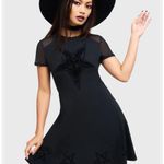 KILLSTAR Ladies UK Size XS Black Lace Trim Gothic Velvet Skater Dress Pre Loved Photo 0