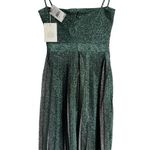 Misha Janelle Green Pleated Metallic Square Neck Sleeveless Midi Dress Size 6 Photo 12