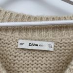 ZARA  Cream Brown Oversized Sequin Sweater Mohair Wool Size Medium Photo 5