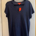 Joe Fresh  NWTS BLUE SHORT SLEEVE V NECK TOP HI LO HEM LINEN RAYON COTTON SIZE SM Photo 1