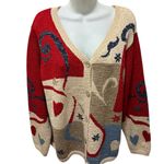 Coldwater Creek VTG Hearts Button Up Patchwork Cardigan Sweater Sz XL Grandma Photo 3