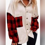 POL Shacket/shirt. Light Heathered Gray with Buffalo plaid accents. Size… Photo 1
