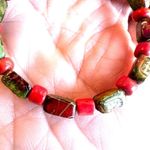 Orange and green beaded circle earrings Photo 7