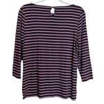 Talbots Top Womens Large Multicolor Stripe Stretch Boat Neck Blouse Photo 5