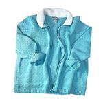 Croft & Barrow Cardigan Womens Teal Open Zip Front Textured Knit Sherpa Photo 2