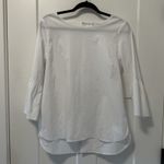 Foxcroft  NYC White Blouse Split Ruffle Non Iron Stretch‎ Cotton Blend Size 10 Photo 1