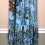 NWT Chaudry Women’s Boho Paisley Print Smocked Faux Wrap Tiered Tank Midi Dress Blue Photo 2