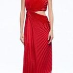 Alice + Olivia Red Pleated Cutout Midi Dress Party Cocktail Occasion Size Unknown Photo 1