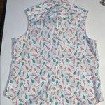 Lands' End Green Sleeveless Button Down Shirt Tennis and Racket Ball size 16 Photo 6