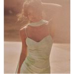 ZARA NWT green tie dye tulle mesh ruched, attached scarf midi occasion dress Photo 1