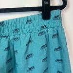 Loft Outlet Women's Linen Blend Skirt Teal All Over Elephant Print Pockets Large Photo 7