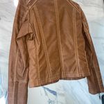 NWT Brown Vegan Leather Jacket Size M Photo 1