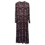 Loft Women Paisley Mock Neck Maxi Dress Size Large Long Sleeve Stretch Peasant Photo 1