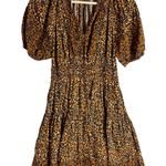 Ulla Johnson  Mariana Brown Leopard Animal Print Puff Sleeve A-Line Mini Dress 2 Photo 3