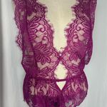 Elegant Purple Lace Deep V Halter lingerie Teddy One Piece Bodysuit Babydoll L Size L Photo 0