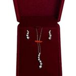 10KT SOLID WHITE GOLD JOURNEY PENDANT & EARRINGS & 18” NECKLACE CZ “DIAMOND” SET Photo 0