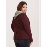Torrid Knit Hood Blazer Merlot Red and Gray Twofer Jacket Size 3 Photo 2