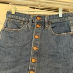 Madewell  Dark Wash Button Front Denim‎ Mini Skirt Size 26 Photo 2