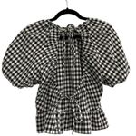 Topshop NWT Gingham Puff Sleeve Peplum Tie Back Crop Top Blouse US 8 UK 12 Photo 4