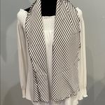 Striped Scarf with Brown and White Stripes Photo 4