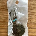 New flower dangle drop earring beaded gem boho nature neutral pretty Brown Photo 3