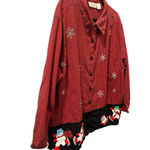 Vintage Lemon Grass Christmas Button Down Size 26 Snowmen Shirt Long Sleeve Red Photo 5