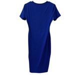 Royal Blue Short Sleeve Midi Bodycon Shirt Dress Womens Small Photo 6