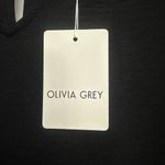 Olivia Grey Daily Look Crepe Romper Size Medium Ruched Sleeve Tie Waist Black Photo 2