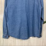 Mary Jane Lady Bug Beetle Embroidered Button Down Chambray Overshirt sz S Small Blue Photo 5