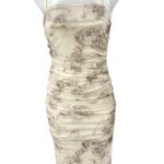 NEW Commense Cream Floral Ruched Sleeveless Cami Camsole Bodycon Tank Dress S Photo 0