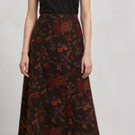 Eddie Bauer NWOT Brown Floral Silk Blend Maxi Skirt 16 Fall Thanksgiving Photo 0