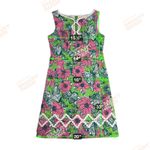 Lilly Pulitzer  Blooming Cocoon Sleeveless Shift Dress Pink Green Ric Rac Size 0 Photo 5