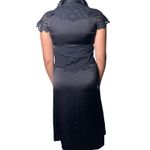 Paco Rabanne Black Eyelet Sleeve MIDI Button front dress sz 34 US 2 Blue Photo 3