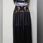 Free People Ensemble Petra Black Satin Pant Crop Top Set Embroidered Size 2 Photo 4