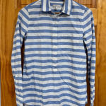 J.Crew Blue White Stripe Popover Button Front Shirt Top 100% Cotton Size 0 Photo 0