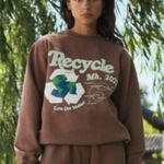 Madhappy  Recycle Earth Day Fleece Crewneck Sweatshirt XS NWT Chocolate Brown Photo 0
