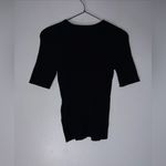 Maeve  anthropologie Small Black Ribbed Short Sleeve T-shirt‎ Photo 1