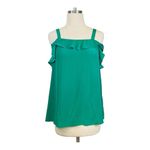 Joie  Green 100% Silk Ruffle Strappy Top Cold Shoulder Women Size‎ Medium Photo 1