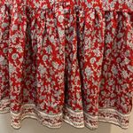 Madewell  Pintucked Puff Sleeve Red Floral Midi Dress Size‎ 2 Photo 9