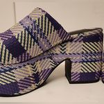Larroude Plaid Print Mules Platform Clogs Women’s Purple & Green Size 5 Photo 6