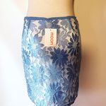 Lace Blue Pencil Skirt Photo 1
