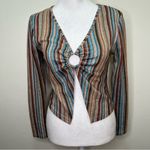 Princess Polly  y2k Multicolor Striped V-Neck Top size 8 long sleeve Photo 4