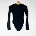 NEW Good American Stretch Knit Crew Neck Long sleeve One Piece Bodysuit Black 0 Photo 3