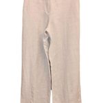 Liz Claiborne Audra 100% Linen Wide Straight Leg Pants Tan Ivory Medium Photo 0