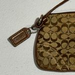 Coach  Small Tan and Brown Signature Wristlet Zip Pouch/Wallet Photo 4