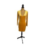 H&M   Gold Velvet Bodycon Mini Dress Women’s 12 Deep V Party NYE Holiday NWT Photo 1