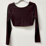 Camila Coelho Sport Haley Cropped Long Sleeve Top Deep Brown Women's Size M Photo 2